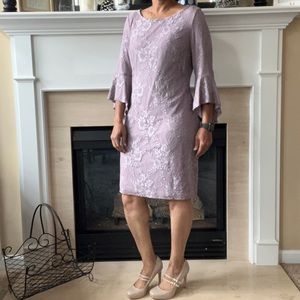 Nine West Lavender Lace Bell Sleeve Sheath Dress, 12